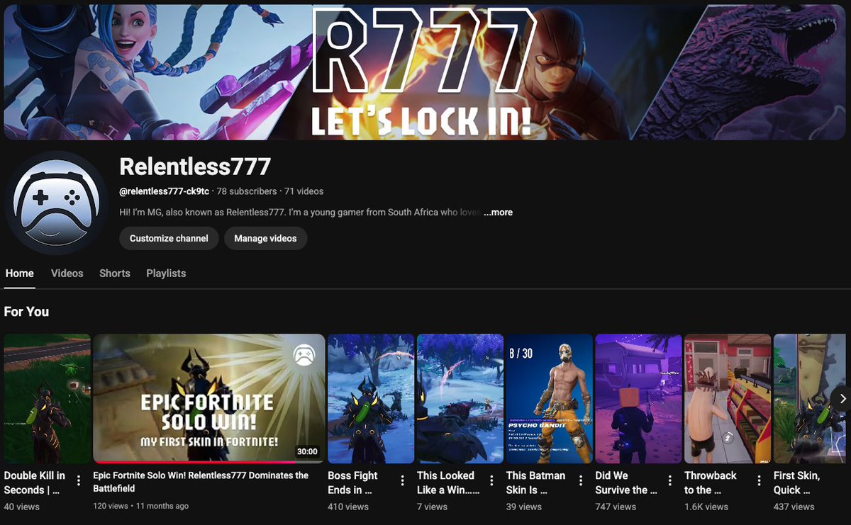 JacquesCreative's tweet image. My son started a YouTube channel, Not for fame , but to learn consistency, editing, and how to build something from scratch. If you’ve got kids, nephews, nieces, or young gamers, I’d appreciate a share ❤️
👉 youtube.com/@relentless777…
#Fortnite #Gaming #FortniteCommunity