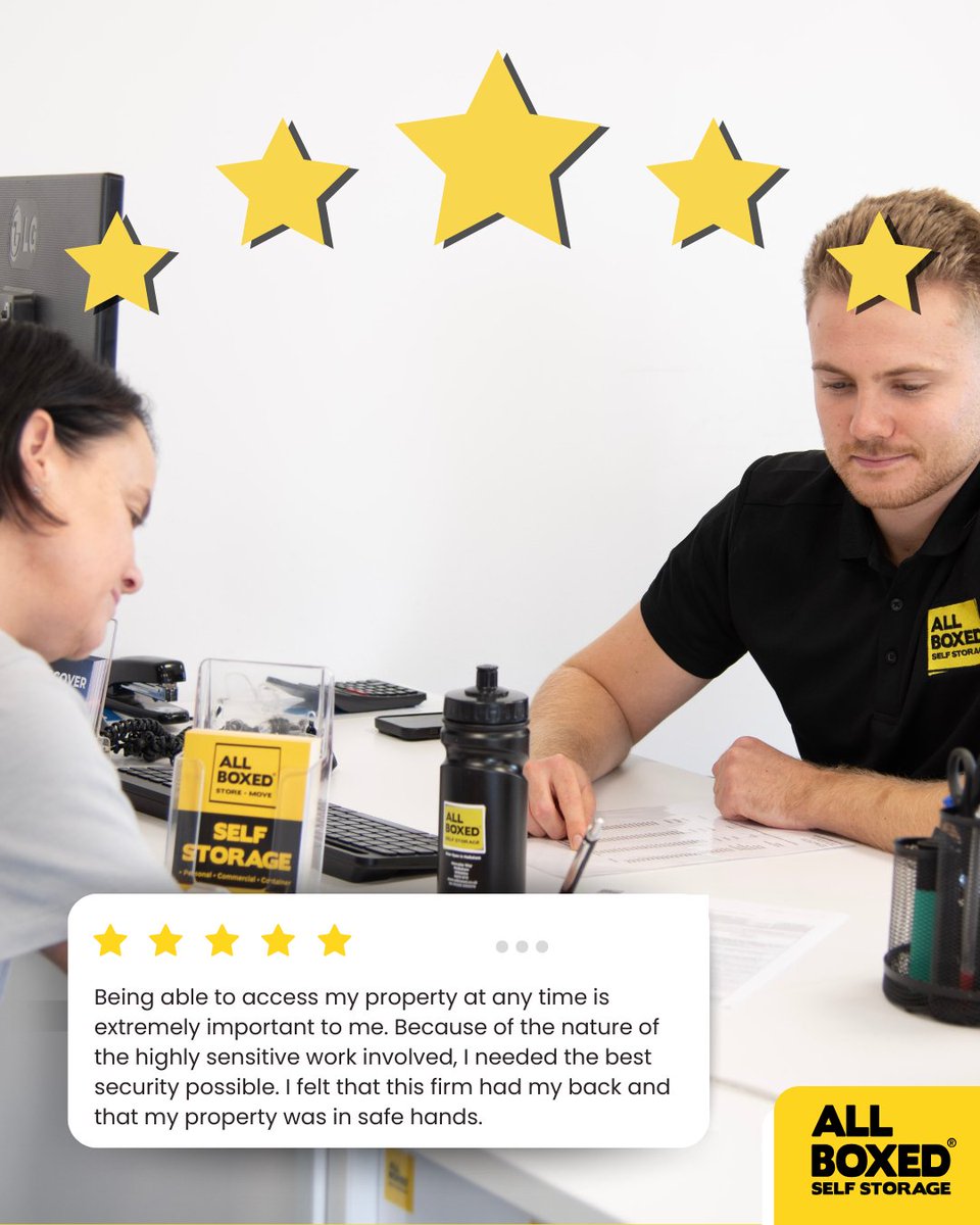 allboxed's tweet image. We love hearing from our customers! 🌟

Security is of utmost importance to us, which is why we maintain round-the-clock security at all times to keep your items safe 🔒

Find the perfect storage for you via bookings.allboxed.co.uk/#locations 🔗

#storagesolution #storagespace #storageboxes
