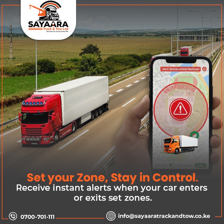 Sayaaratruckltd's tweet photo. Set your zone. Get alerted instantly. With Our Geofencing Solution, you always know when your vehicle enters or leaves a designated area.
#Cartracking #Geofencing #SayaaraTrackandTow
For inquiries Call 0700 701111 https://t.co/vB4KBO7y7m