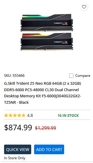 The price of computer memory has gone to unaffordable levels. Mostly due to AI data centers. I used this memory in my computer build. It listed for $349.99. I paid around $224 on sale.