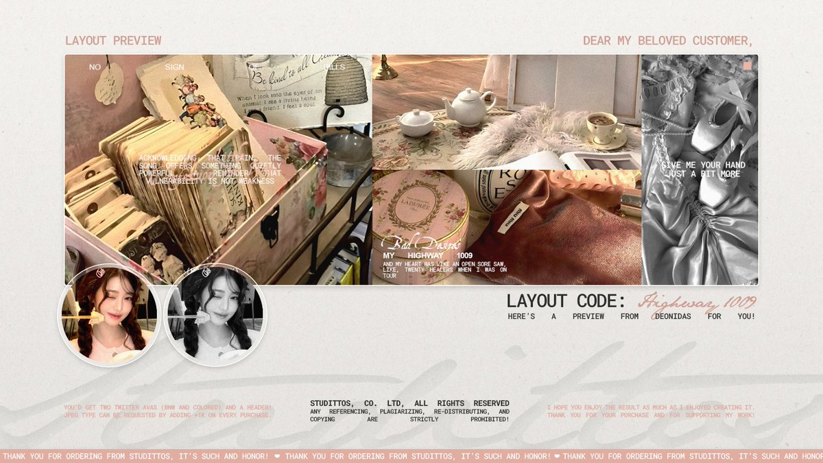 Studittos's tweet image. Help me to RT/REPOST this?

Selamat malam! Aku membawa delapan READY STOCK untuk katalog 'HIGHWAY 1009' dengan muse GISELLE, GO YOUNJUNG, dan WONYOUNG yang bisa langsung kalian take melalui DM, ya!

📩: via DM!
💵: 8k/each, FREE RE-TEXT!

#zonauang #zonaba #zonaba