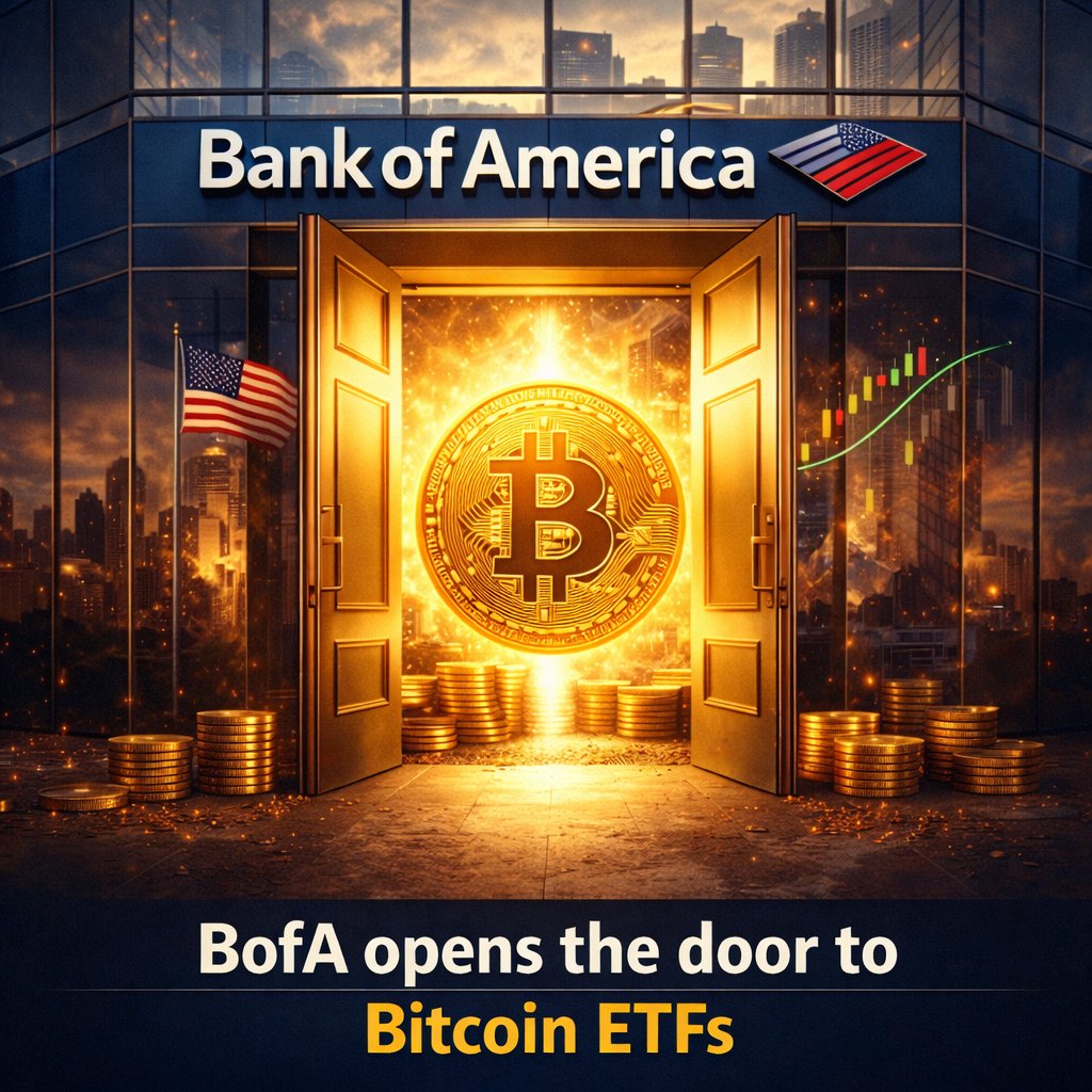 BTC, $BAC - BofA opens the door to Bitcoin ETFs 🔸Bank of America is  letting Merrill, Private Bank, and Merrill Edge advisers proactively  recommend four spot Bitcoin ETFs (funds that hold bitcoin