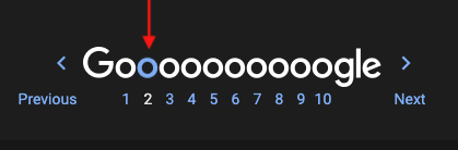 Funny how sometimes you just notice something that's probably been there for years.

I just realized the "o" that corresponds to the page you are on turns blue.