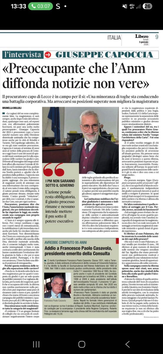 gdcaiazza's tweet image. A tutti coloro che stanno giudicando esagerato, non veritiero e propagandistico il mio post, suggerisco la lettura di questa intervista all'attuale Procuratore Capo di Lecce. Questo importante magistrato giudica &amp;lt;&amp;lt;preoccupante che l'ANM diffonda notizie non vere....L'azione…