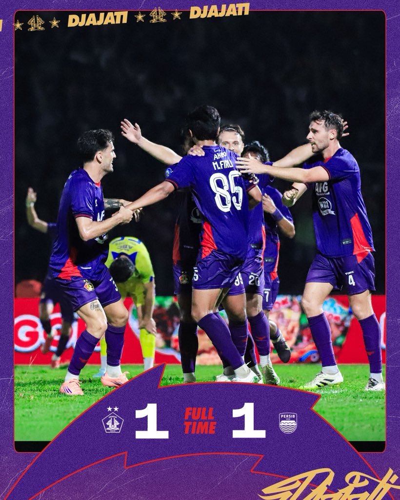 𝐌𝐀𝐓𝐂𝐇𝐃𝐀𝐘 𝟏𝟔!

DRAMA DI BRAWIJAYA ! 💜🔥

Full Time
Persik Kediri 1-1 Persib Bandung

⚽️ M Firli

𝑪𝒐𝒎𝒆 𝑶𝒏 𝑺𝒂𝒓𝒅𝒖𝒍𝒂 𝑺𝒆𝒕𝒂!
__
#Djajati
#PersikKediri