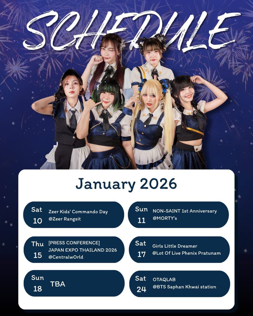 FiimonixidolTH's tweet photo. 🎤💫 FiiMONiX SCHEDULE JANUARY 2026 💫🎤

ต้อนรับปีใหม่ 2026 มาเจอกันให้หายคิดถึงได้ตามตารางนี้เลยค่า🥳🎆🎉

หมายเหตุ : ตารางอาจมีการเปลี่ยนแปลงโดยที่ไม่ได้แจ้งให้ทราบล่วงหน้า

#FiiMONiX #FiiMONiXidol #FiiMONiXSchedule https://t.co/qu9Vu6xIJx