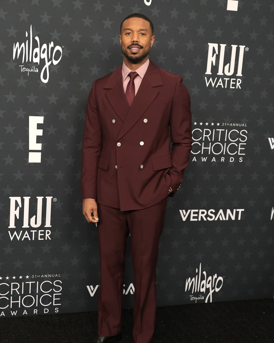 LouisVuitton's tweet photo. Red carpet moments. Kick off the 31st Annual Critics Choice Awards coverage with Michael B. Jordan in a creation by Pharrell Williams. https://t.co/3lBQE44chO