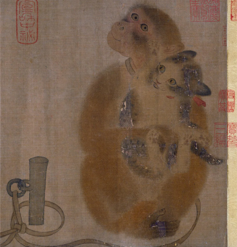 For your #MewseumMonday: A monkey holding a cat, Yi Yuanji, China, 11th century AD.

I don't know if monkeys are the best cat sitters, but this kitty seems fine with it.