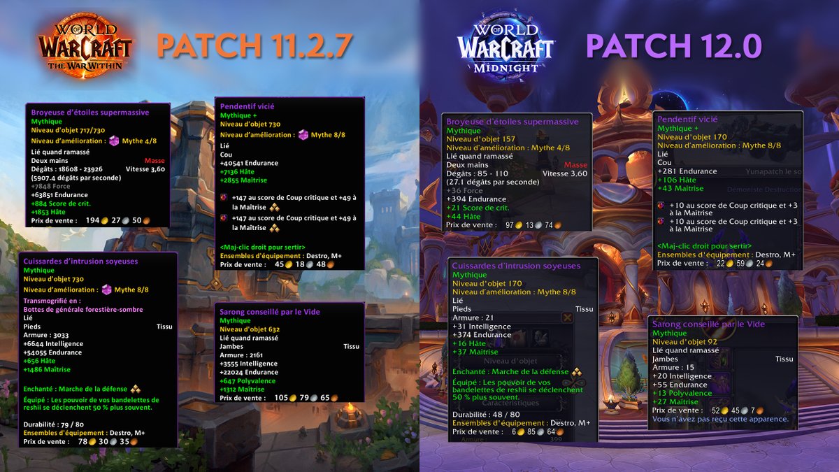 En plus de la compression au niveau d'objet et aux caractéristiques, Midnight réduit également le prix de vente de toutes les pièces d'équipement du jeu, y compris la camelote, de 25 à 50% (voir 75% pour certains objets).
Commencez à faire le tri pour faire quelques 💰 en plus