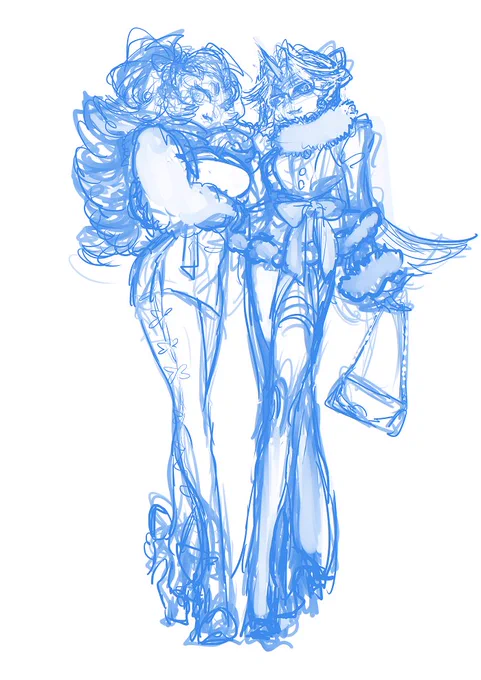 天使悪魔達の冬服の妄想が楽しかったという絵