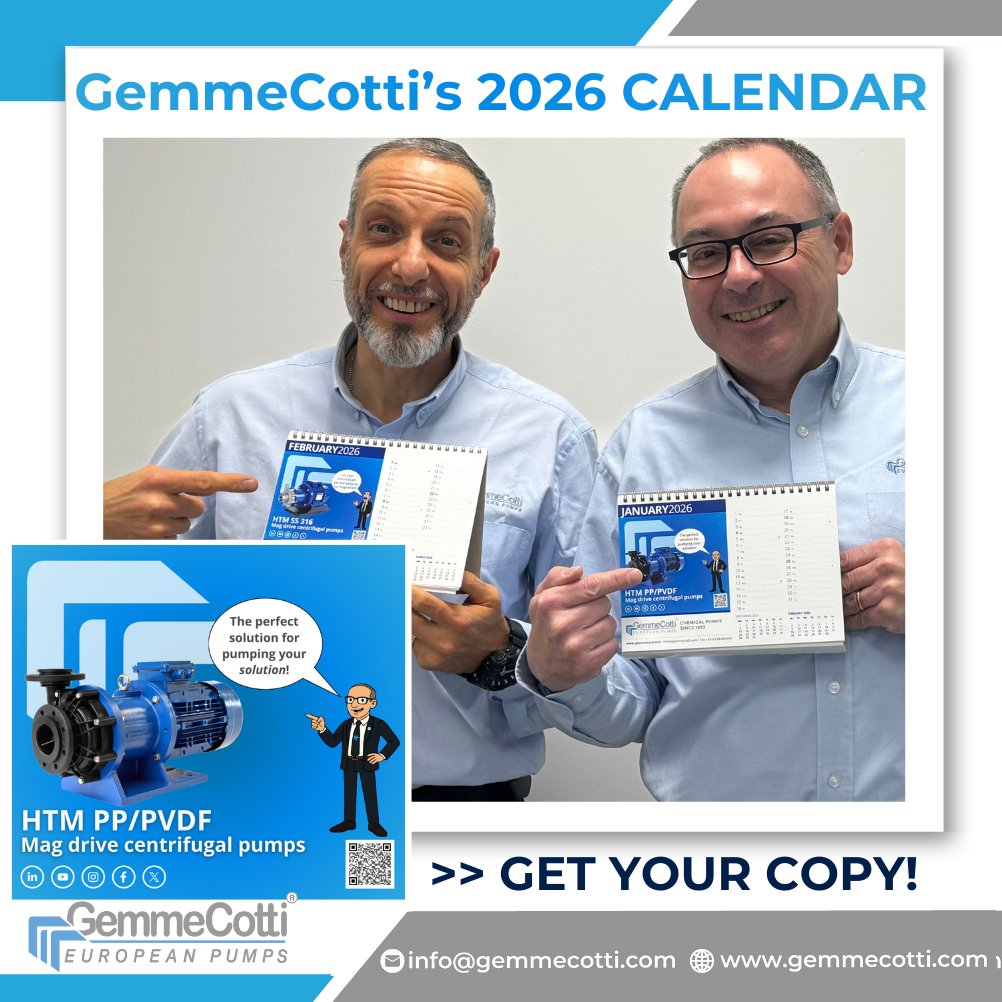 Our new calendar features a fun twist for 2026: every month, you’ll discover the Pump of the Month presented by our comic characters Mark and Rock! 
Check it out and get your copy!
📧 info@gemmecotti.com