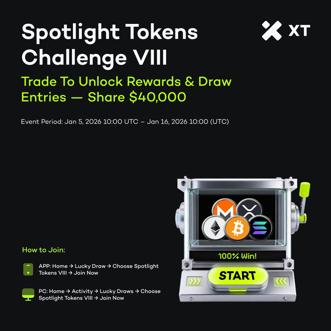 🚀 LIVE: Spotlight Tokens VIII (8) — $40,000 pool Dual rewards: Fixed bonus  (up to 400 USDT) + 100% win Lucky Draw (instant, FCFS) Pairs: BTC/ETH/SOL/ XRP/XMR ⏰ Ends Jan 16, 10:00 UTC