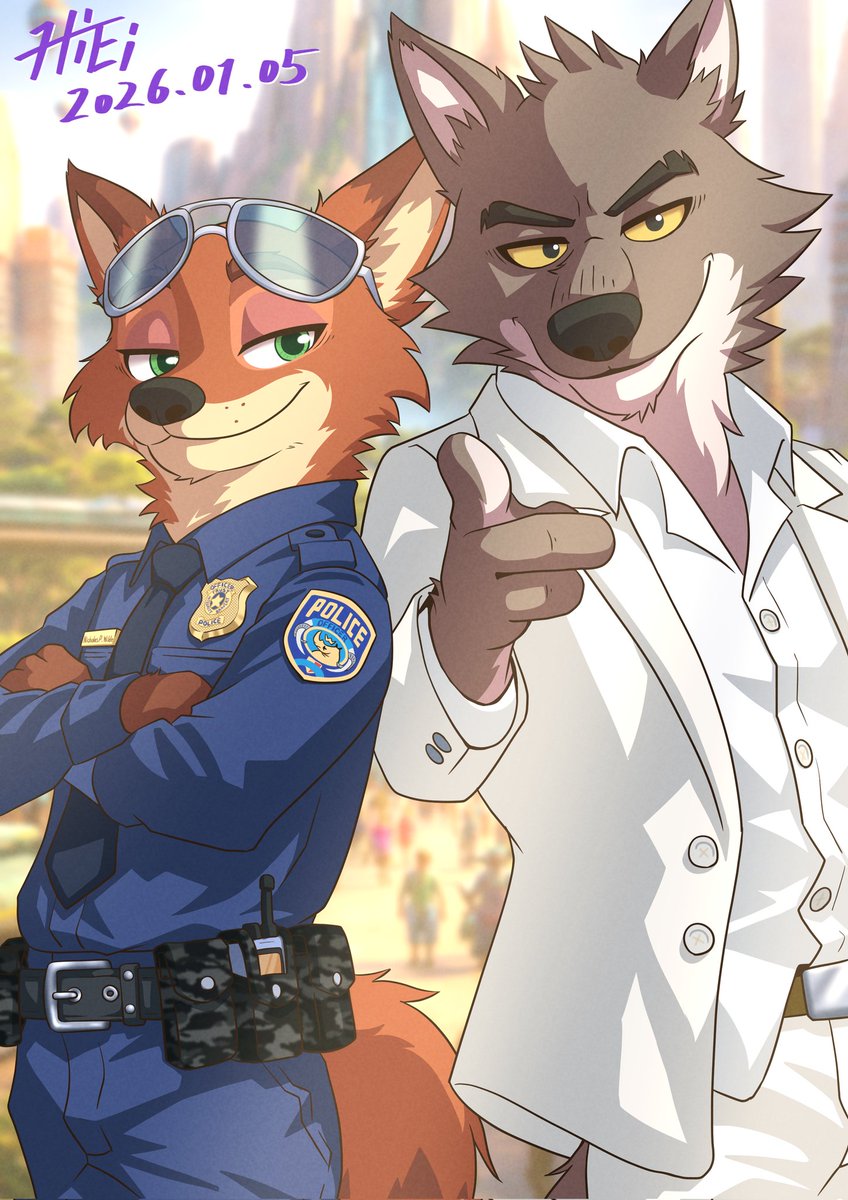 Hiei0221's tweet photo. 描き初めはズートピアとバッドガイズからニックとウルフ🦊🐺 https://t.co/2GF0LEMy7e