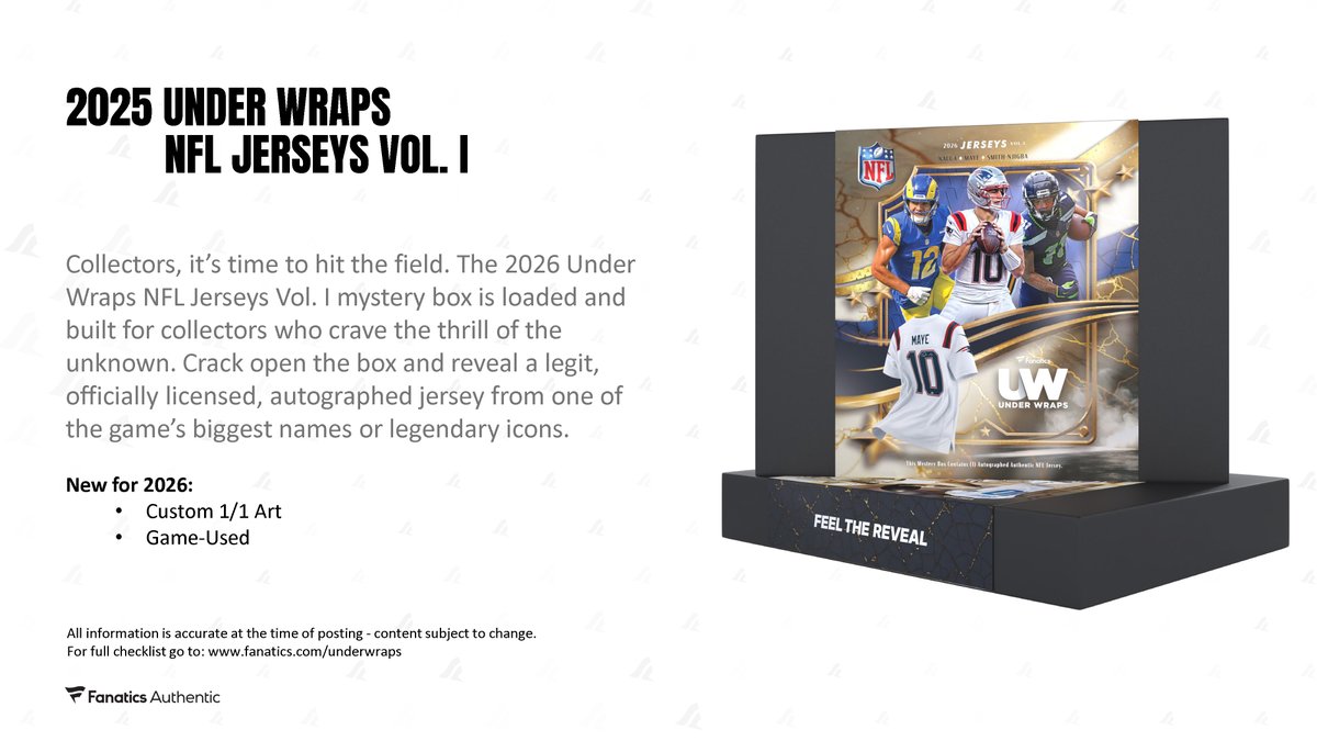 製品情報】 2026年1月15日 発売予定 🏈2026 FANATICS UNDER WRAPS NFL