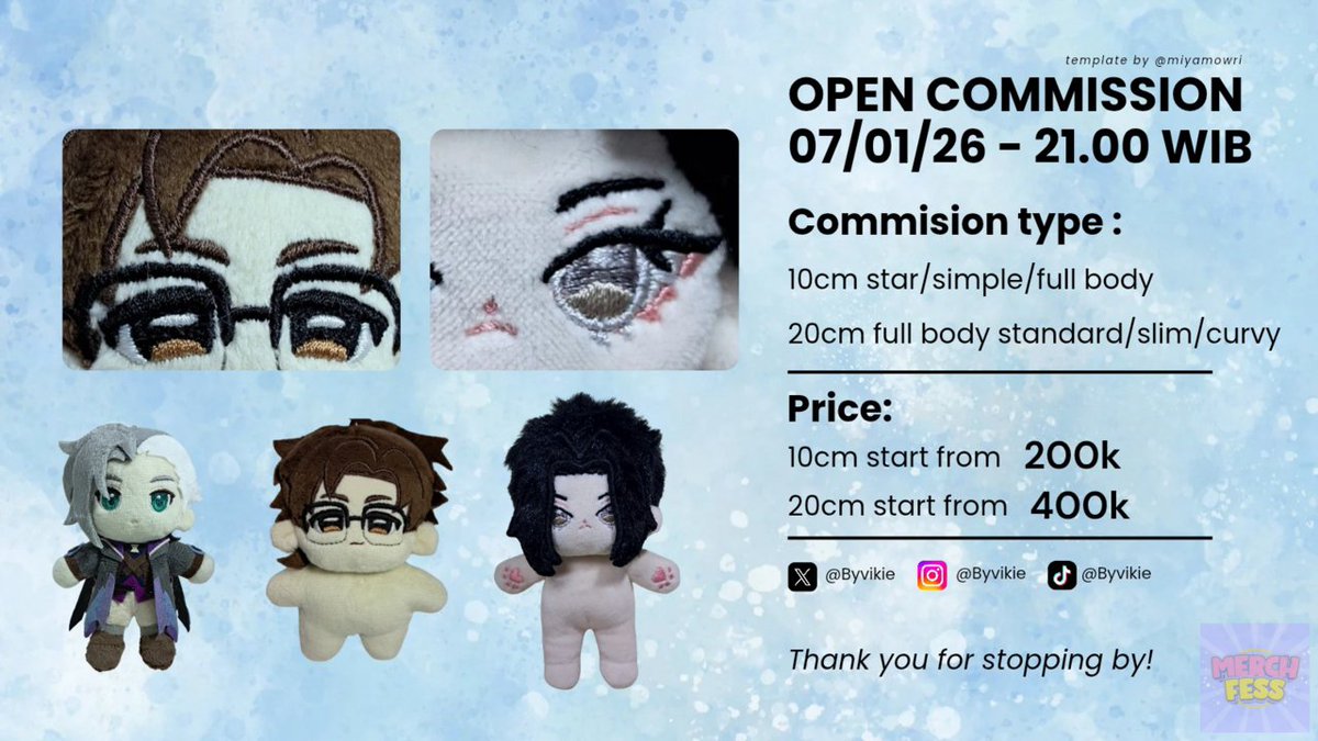 *sellmerch sender open PO custom nuigurumi/plush doll nih. 
Bisa pilih size 10cm, 20cm, 25cm.

Siapin desain tercantik/tergantengmu ya 🫰