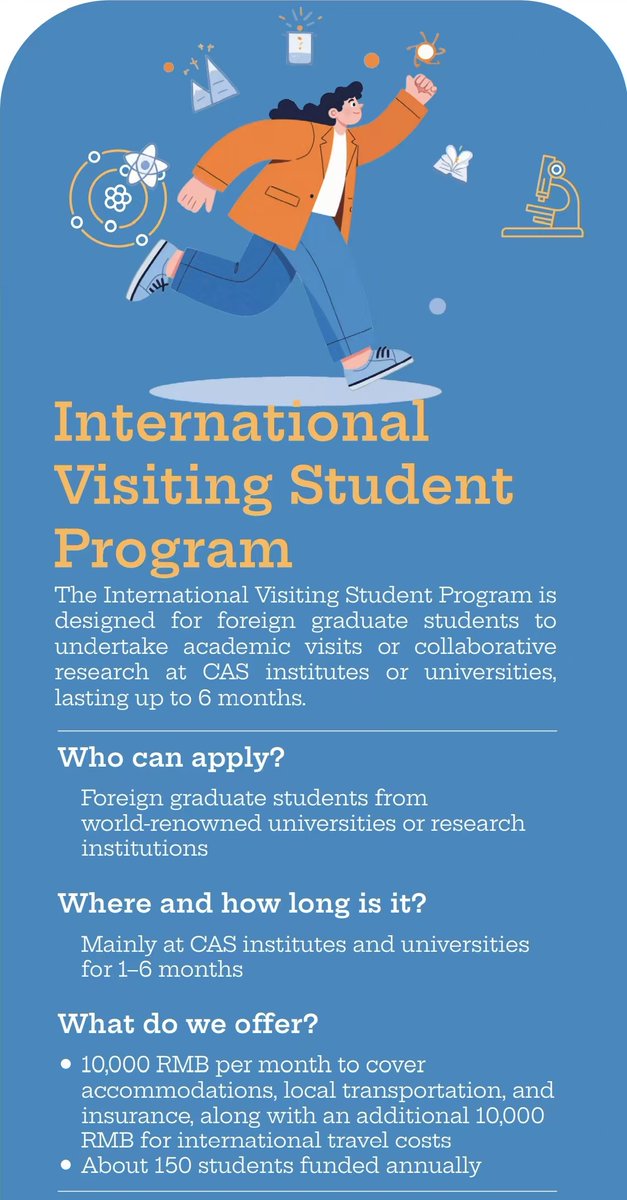 Biomendi's tweet photo. ‼️ Are you interested in coming to China 🇨🇳 for a 1–6 month short-term research visit? 👉 The Chinese Academy of Sciences is now inviting international graduate students for academic visits or collaborative research, with monthly funding and travel support! ✈️📚😊 https://t.co/RY647KNv2i