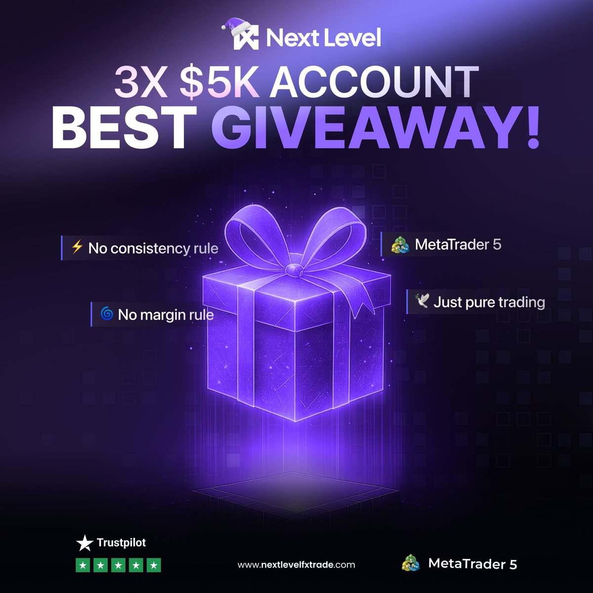 🚨 GIVEAWAY ALERT 🚨
🎁 3 × $5,000 Challenge Accounts

How to Enter:
✅ Follow: <a href="/TheBrightVault/">TheBrightVault FX</a> <a href="/next_level_prop/">Next Level FX Prop</a>, 
<a href="/DraxonLT/">Draxon</a> &amp;
 @Mamasboyhq

✅ Join our Discord: discord.gg/nextlevelprop

✅
Like retweet tage 3 traders 

🏆 Winners announced in 72 hours

Good luck! 🔥