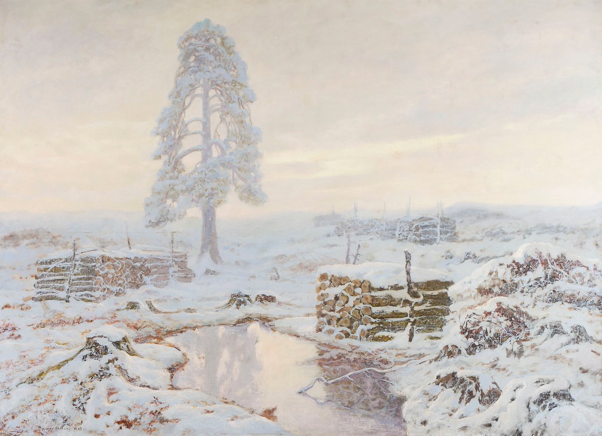 polmastersofart's tweet photo. Józef Rapacki - Pejzaż zimowy (olej na płótnie, 120,5 x 164,5 cm), 1908, Muzeum Narodowe w Warszawie. #PolishMastersofArt https://t.co/QELsG6ZGtX