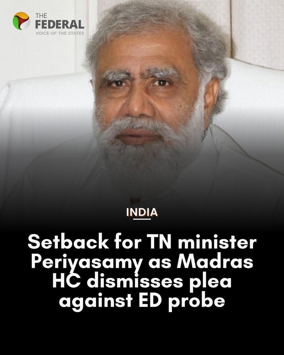 TheFederal_News's tweet image. Madras HC's Chief Justice Bench rejected petitions by DMK minister I Periyasamy and his family challenging money-laundering proceedings in a Rs 2-crore disproportionate assets case, writes @mahajournalist.

Read more: thefederal.com/category/state…

#PMLA #ED #Periyasamy #DMK #MadrasHC