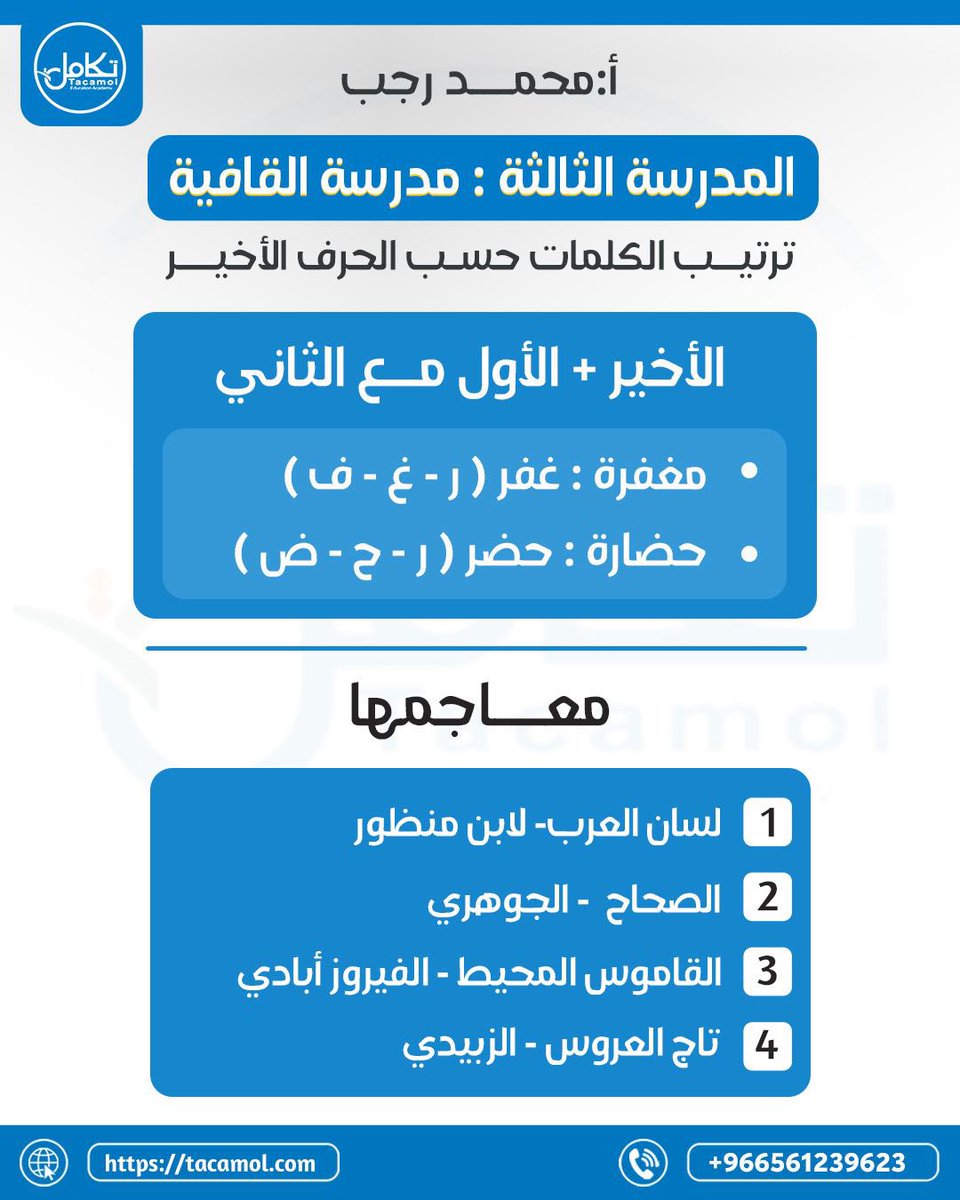 ragabkurd2030's tweet photo. أكيد في #الرخصة_المهنية_عربي
بيجيك سؤال أو سؤالين عن المعاجم 📚
رتّبناها لك بشكل سهل:
🔹 مدارس المعاجم
🔹 روّاد كل مدرسة
🔹 أشهر الكتب المعجمية

ملخص مختصر + تركيز على المتكرر في الاختبار 👌
قناتنا المجانية ⬇
https://t.co/gNLtM4BM2i https://t.co/IqNDmGqaTC