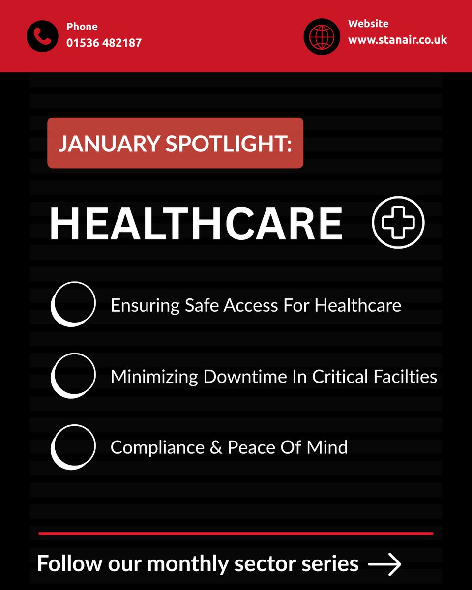 StanairDoors's tweet photo. Big news for 2026! 

This January, we're focusing on one sector each month to show how Stanair makes a difference. 

First up: Healthcare - because safe, efficient door systems are vital for hospitals and clinics. 

Stay tuned for insights! 

#Stanair #Healthcare #Sectorfocus https://t.co/43KagmUhhM