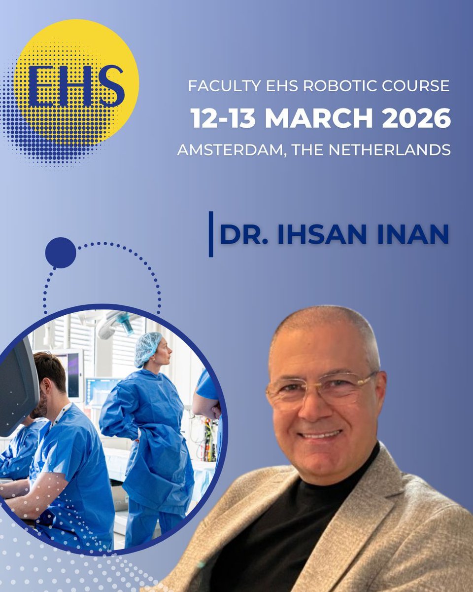 eurohernias's tweet photo. We are pleased to introduce the faculty for the 2nd EHS Robotic Odyssey, taking place on 12–13 March in Amsterdam at the Amsterdam Skills Centre.
Participants will have the opportunity to learn from and work closely with three highly experienced surgeons and educators in robotic hernia surgery:

🔹 Dr. Ihsan Inan – internationally recognised expert in minimally invasive and robotic hernia surgery
🔹 Dr. David Lourie – pioneer in robotic surgery with a strong focus on structured training, safety, and hands-on learning
🔹 Dr. Jonathan Douissard – Senior clinical fellow in intestinal failure and abdominal reconstructive surgery, and extensive experience in robotic surgery and training.
🔹 Dr. Knut Borch – EHS Education Secretary, with extensive experience in advanced hernia surgery and surgical education
 
The faculty team ensures a course with a strong educational focus, extensive hands-on training, close mentor feedback, and clear relevance to daily clinical practice.

📍 Amsterdam Skills Centre
📅 12–13 March
 
We look forward to two intensive and inspiring days dedicated to robotic hernia surgery.