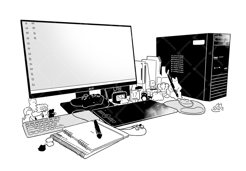 こちらもインタビューに載ってた作業机の図🖥️✍️
(掲載許可はいただいています🙆) 
