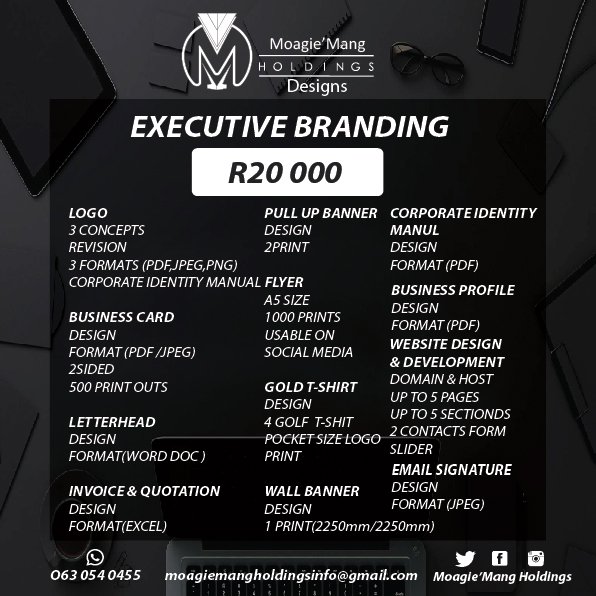 MMH_Designs_'s tweet photo. 🔌🎨👨🏽‍💻 let's start 2026 with a bang for all your graphic design need contact us. 063 054 0455 or moagiemangholdingsinfo@gmail.com 

#Logo #Letterhead #print #flyer #Businesscard #Art #Design #creative #branding #graphics #southafrica #brand #GraphicDesigner #UI #socialmedia https://t.co/kvWCOR2m1q