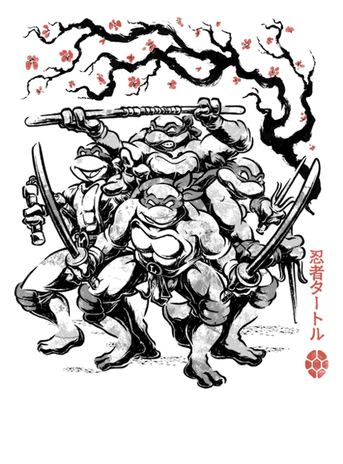 qwertee's tweet photo. "Classic Ninja Squad Sumi-E" for just 12hr more on https://t.co/PrRul7wbSk RePost for chance at FREE TEE! https://t.co/q5fr8qgr63