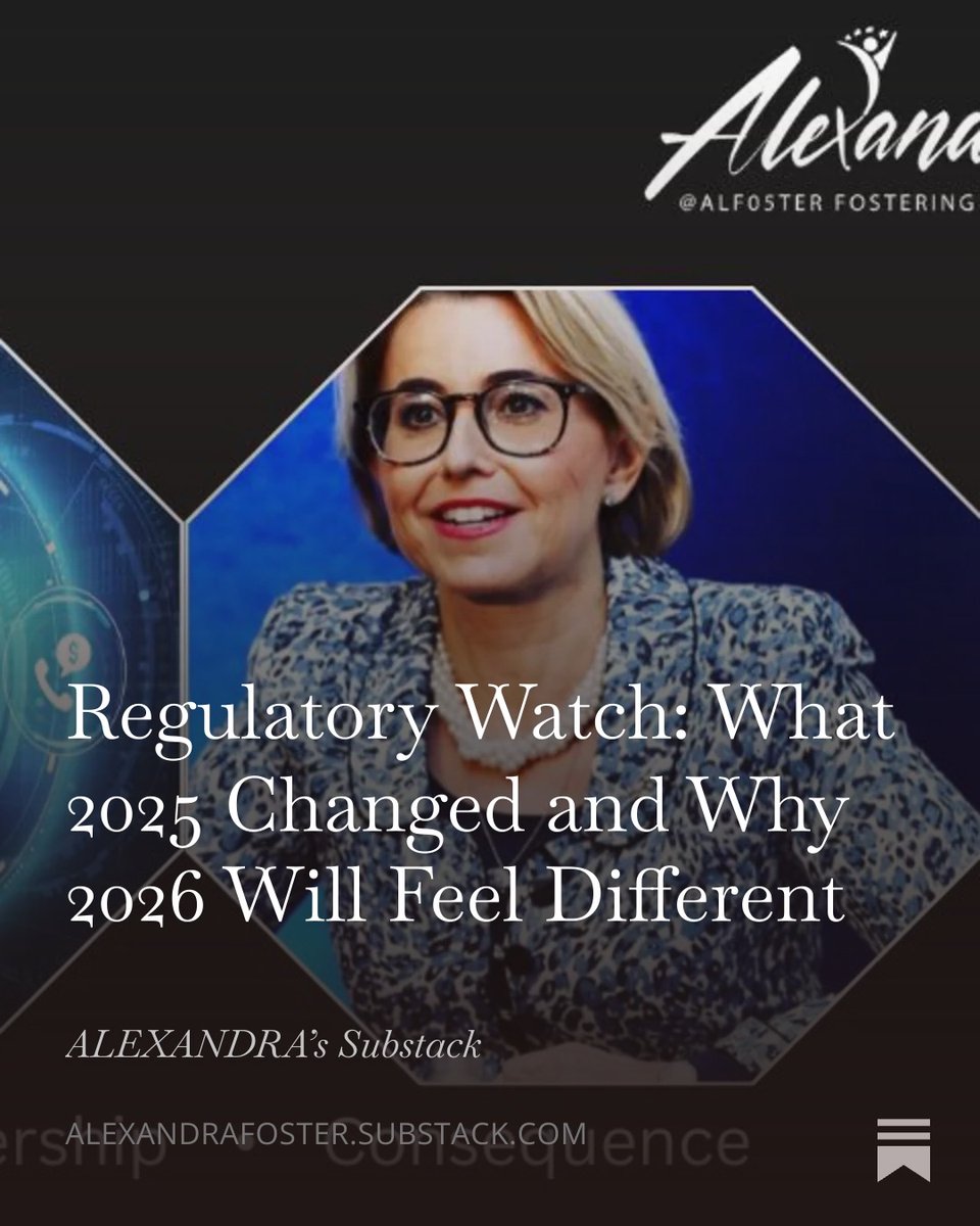 2025 was the year regulation moved from policy to proof. Consumer Duty, DORA and operational resilience stopped being theoretical.
2026 is where the consequences arrive faster.
Full piece here 👇SUBSTACK open.substack.com/pub/alexandraf…