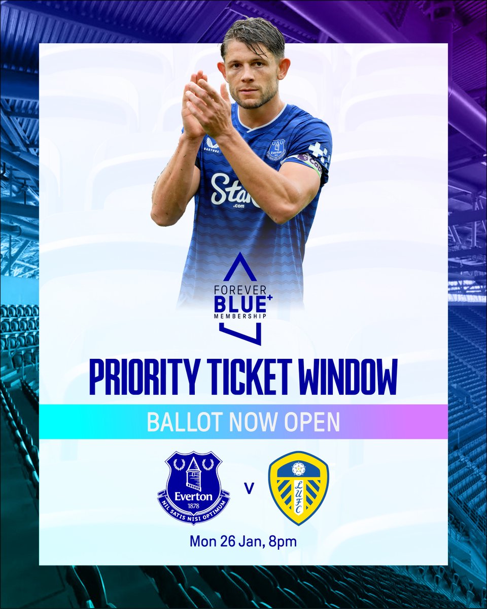 efc_fanservices's tweet photo. 🎟️The Everton v Leeds ballot is officially open! Forever Blue+ members have until 4 pm tomorrow to be in with a chance of getting a ticket💙

Click the link to enter👉https://t.co/EcLjijP2LQ https://t.co/aXo7iCKCFf