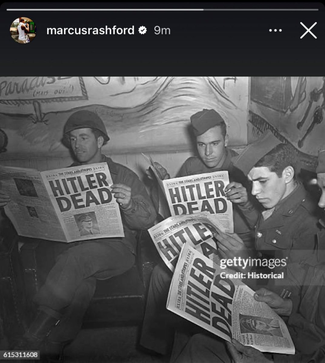 Marcus Rashford via IG: 

“ Hitler is dead” 😭😭😭😭