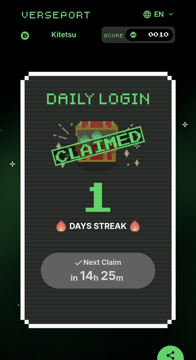 kitetsu_MAG's tweet photo. First daily login in #VersePort S3.
Check your Oasys Passport and see if you have got the VP Pass NFT
Let's do the best in 2026 in #Oasys
More events and campaigns from community will be held!
@oasyschain #OasysPassport https://t.co/f0kwyKbtUD