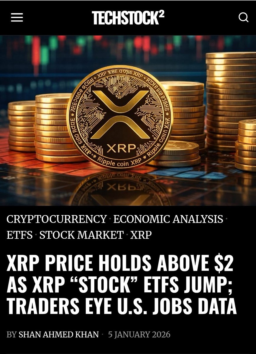 XRP stays above $2.00 and U.S.–listed XRP ETFs jumped ~8%, with traders  watching key U.S. jobs data ahead. Strong inflows could fuel further  upside. #XRP #CRYPTO #Ripple