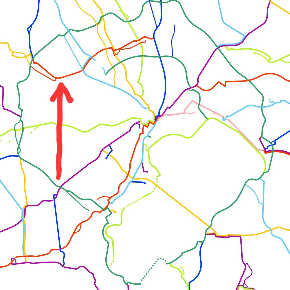 road0724day's tweet photo. 東京近郊最大(東京湾除く)の国道空白地帯を赤矢印のように横断すると、全人類「多摩地区の道路はク○」となるので皆やってみよう https://t.co/PmGFHdCNOE
