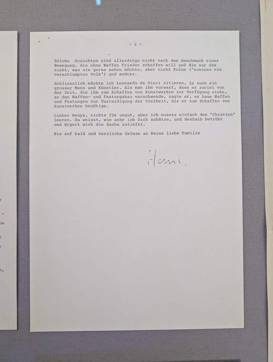 Brief von Hans U. Bodenmann an Joseph Beuys, 1982. Über 40 Jahre her, aber bemerkenswert aktueller denn je.