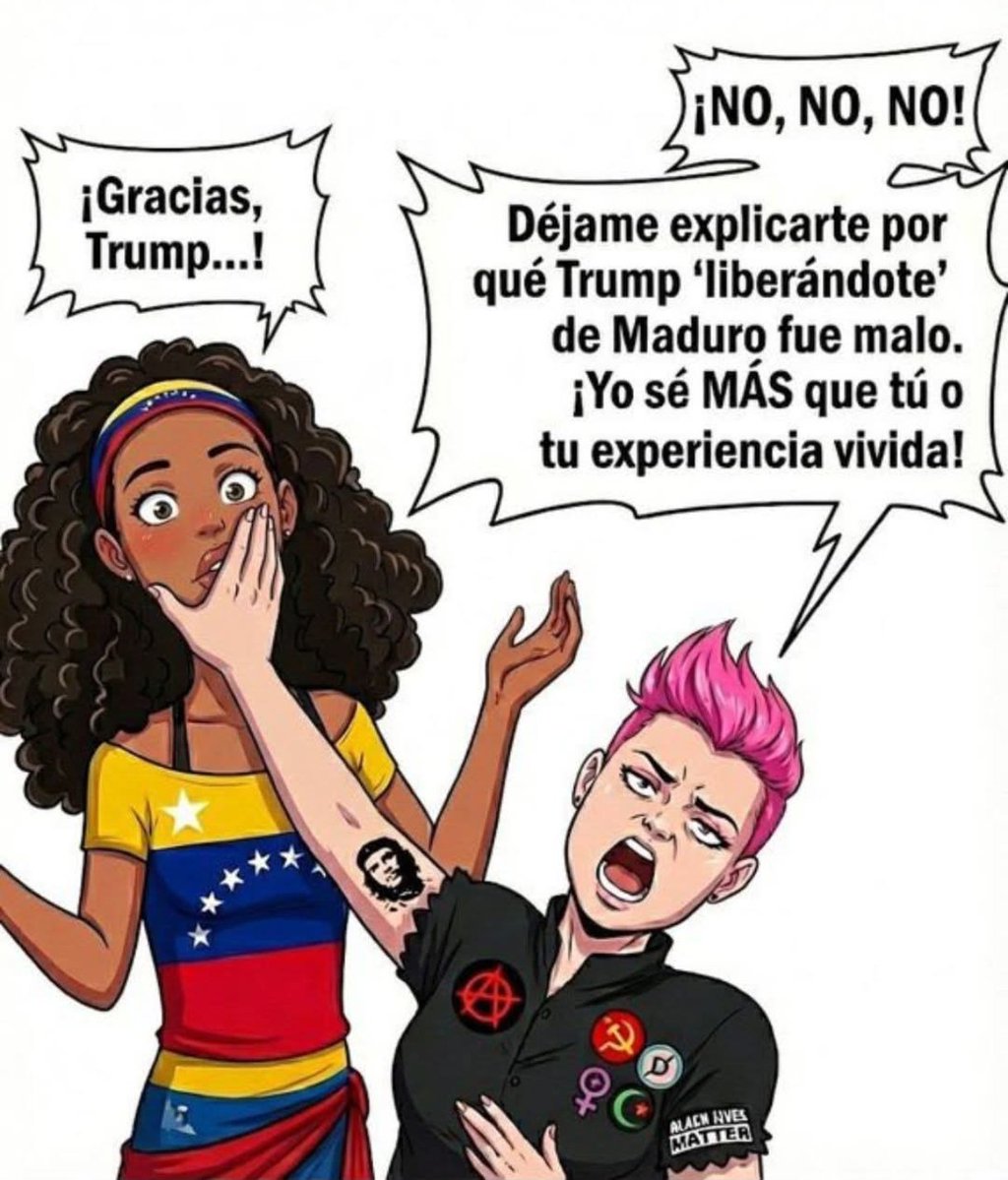 <a href="/janogarcia_/">Jano García</a> Los que quieren a los venezolanos sufriendo eso por su odio a Trump, son peores personas que Trump. Indiscutiblemente.
