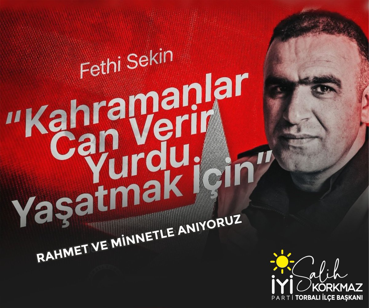 Görevi başında şehit düşen kahraman polisimiz Fethi Sekin’i rahmet, minnet ve saygıyla anıyoruz. Aziz hatırası daima yaşayacaktır. 🇹🇷