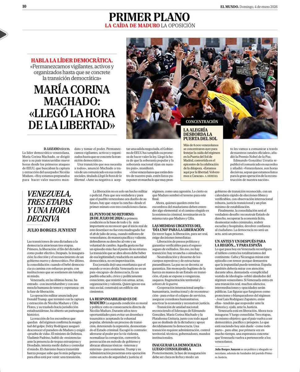 Nota de Julio Borges en El Mundo, España, que recomiendo leer.