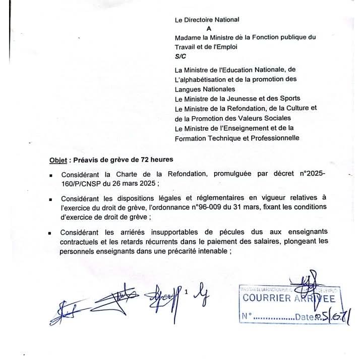 aboubacarybarma's tweet photo. #Niger #Education 
Préavis de #grève de 72 heures de la Dynamique des #Syndicats du Secteur de l'Education et de la Formation (#DSSEF) à compter du mercredi 9 au vendredi 11 janvier 2026 https://t.co/kMt16AKfKD