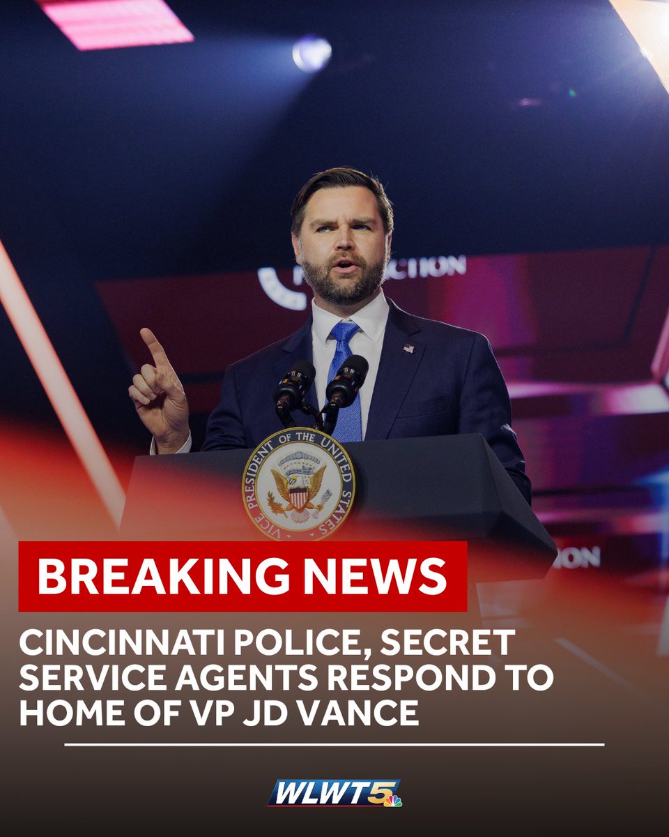 WLWT's tweet photo. BREAKING: Cincinnati police and Secret Service agents responded to the Cincinnati home of Vice President JD Vance overnight.

What we know: https://t.co/mou4miciCc https://t.co/8NASNqaxJe