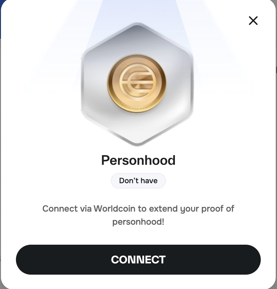 How to get Personhood badge

- download world coin app on playstore/apple store and create an account 
- go to your openmind dashboard and click on explore "Person hood"
- click on "connect" 
- a Qr code will pop up, scan it with your phone 
- then approve the connection request