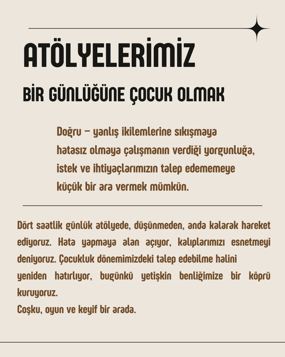 Atölyelerimizde neler var? 👇🏻
