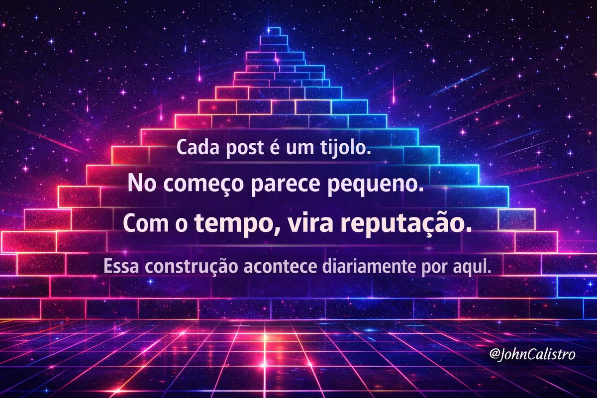 Cada post é um tijolo.

No começo parece pequeno.

Com o tempo, vira reputação.

#devBR #PrimeiroEmprego
