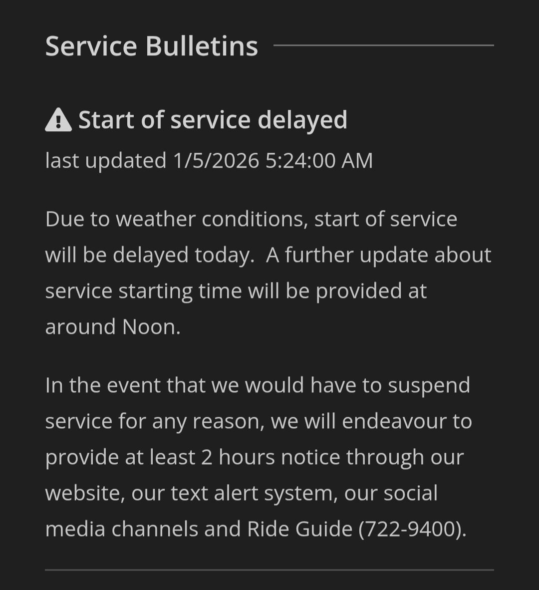 Delayed start for Metrobus today. #nltraffic