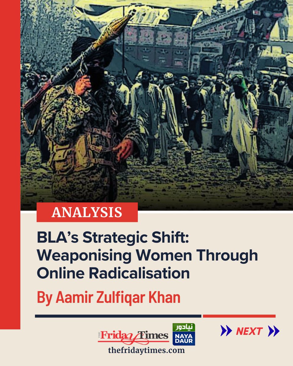 TFT_'s tweet image. When tradition is overturned and women are exploited as weapons it signals a dangerous new phase of terrorism demanding non-kinetic responses. 
By Aamir Zulfiqar Khan
@Azk28799226

Read more: thefridaytimes.com/04-Jan-2026/bl…

#CounterTerrorism #Balochistan #Radicalisation #HybridTerrorism