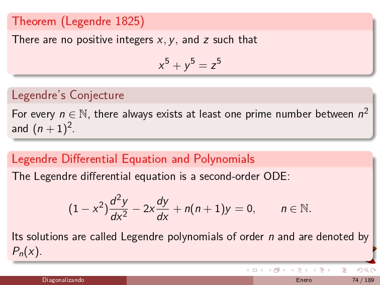 diagonalizando's tweet image. On January 10, 1833, Adrien-Marie Legendre passed away. He was a French mathematician known for proving Fermat's Last Theorem for n=5, developing least squares regression independently of Gauss, and for his pioneering work on prime numbers.
#NumberTheory #Probability