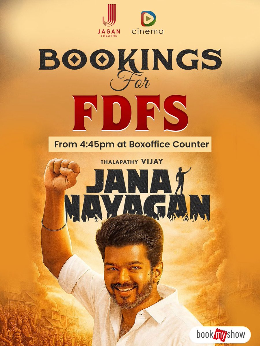 JaganTheatre's tweet image. Bookings for FDFS will be open at the Box office counter from 4.45pm
#Jananayagan
