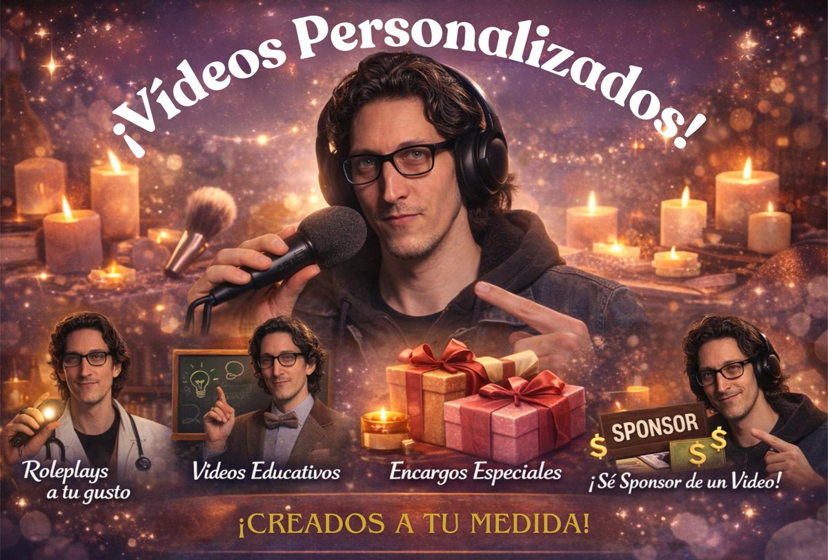 ASMeRgio's tweet photo. ✨¿Quisieras un vídeo personalizado? ¡Puedes escoger entre Roleplays, Vídeos Educativos, Encargos Especiales, o ser Sponsor de un vídeo! Para más información, escríbeme a asmrvirgin@gmx.net o por Instagram: @asmrvirgin 😉 https://t.co/wcoXL2JHG7