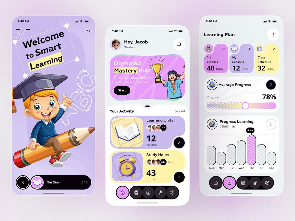 fastweb247's tweet photo. Smart Learning App UI | EdTech Student Dashboard &amp; Learning Plan
#software #iosdesign #mobileApp https://t.co/EYB0REWwQm